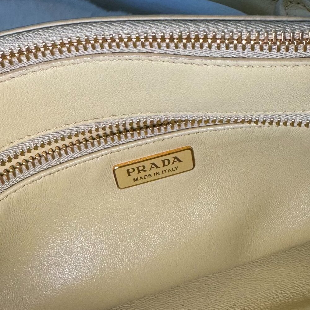 Prada Yellow Leather "Galleria" Top Handle Shoulder Bag w/ Detachable Crossbody - Picture 6 of 8